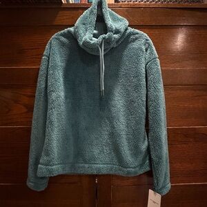 NWT Champion C9 XS fleece cowl neck tie Teal Aqua soft thick Sweater sweatshirt